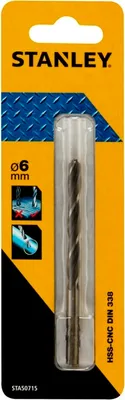 Produktbild von Stanley 5285960, Bohrer, 6 mm, 93 mm, Metall, 5,7 cm, Hochgeschwindigkeitsstahl (HSS)