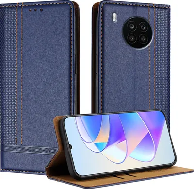 Produktbild von Handyhülle für Huawei Nova 8i/Honor 50 Lite Leder Flip Klappbare Schutzhülle mit Standfunktion Blau