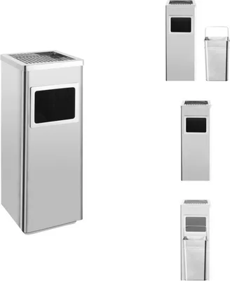 Immagine prodotto di vidaXL Cestino per rifiuti con posacenere Hotel 36 L in acciaio inox - Cestini e cestini per rifiuti