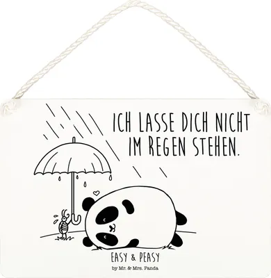 Produktbild von Mr. & Mrs. Panda Schild Panda Freundschaft DIN A4 - Weiß - Geschenk, holzbild, wandtafel, Wandbild Holz, Türschild, Holzschild