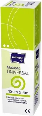 Productafbeelding van Universele elastische verband met clip, 12 cm x 5 m, herbruikbaar, Matopat Universal, niet steriel, 1 stuk