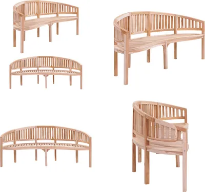 Produktbild von vidaXL Bananenbank 200 cm Massivholz Teak - Gartenbank - Gartenbänke - Terrassenbank - Terrassenbänke