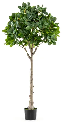 Produktbild von COSTWAY Kunstbaum, 140cm realistische Kunstpflanze mit 25 üppige Zweigen & stabiler Zementtopf, künstliche Zimmerpflanze wie echt im Topf, Dekopflanze