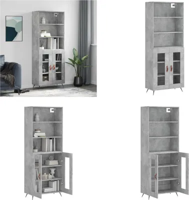 Produktbild von vidaXL Highboard Betongrau 69,5x34x180 cm Holzwerkstoff - Highboard - Highboards - Sideboard - Schrank