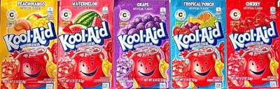 Produktbild von 5er Probierpack – Kool‑Aid Ungesüßtes Drink Mix Pulver | 5×3,9 g | alle 5 Geschmacksrichtungen+Heartforcards Versandschutz