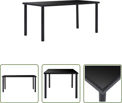 Produktbild von The Living Store Esstisch Schwarz 160 x 80 x 75 cm Hartglas