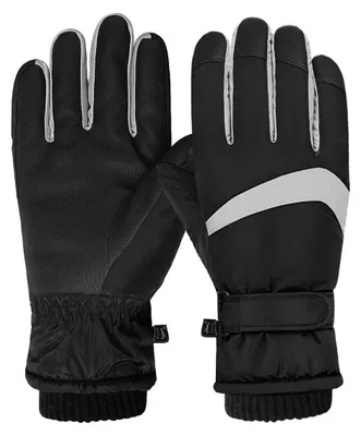 Immagine prodotto di Guanti da sci invernali da donna, antivento, termici, compatibili con touchscreen, impermeabili, in pile, colore nero o grigio
