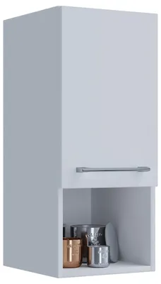 Immagine prodotto di Armadio pensile in legno | Armadio da bagno con vano aperto e porta girevole | Dimensioni H. 76 x W. 33 x D. 37 cm - Badinos