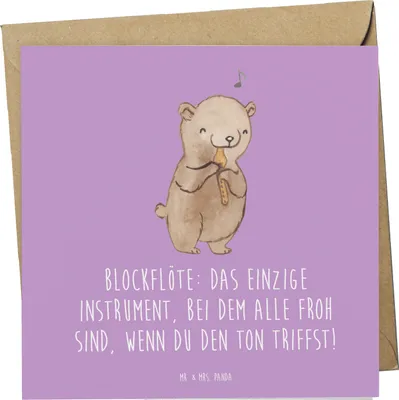 Produktbild von Mr. & Mrs. Panda Grußkarte Blockflöte Freude - Lavendeltraum - Geschenk, Altblockflöte, faltkarte, Tenorblockflöte, Musiker, Lernkurve, Bassblockflöte, Musikinstrument