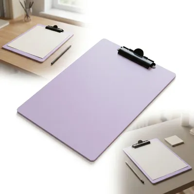 Obrázok produktu pre CLIPBOARD drevená podložka A4 v levanduľovej farbe s čiernym klipom