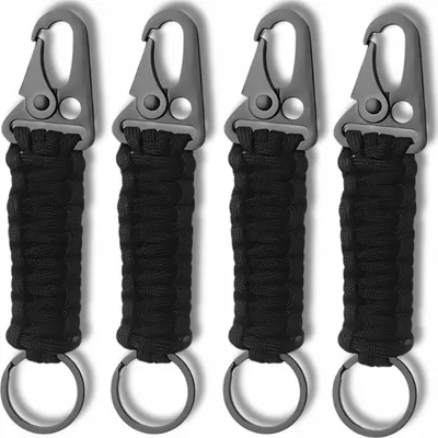 Produktbild von EDIBAZZAR | Schnallen-Schlüsselanhänger-Set, 4-teilig, Ringkarabiner, taktisches Überlebensseil