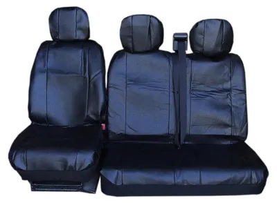 Obrázok produktu pre 2 + 1 univerzálne poťahy na sedadlá, čalúnenie predných sedadiel do auta/minibusu z umelej kože, farba: čierna