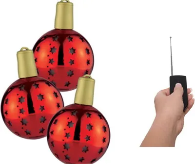 Zdjęcie produktu dla 3x Lampki choinkowe LED Ozdoba choinkowa w kształcie kuli podświetlana bezprzewodowo na czerwono