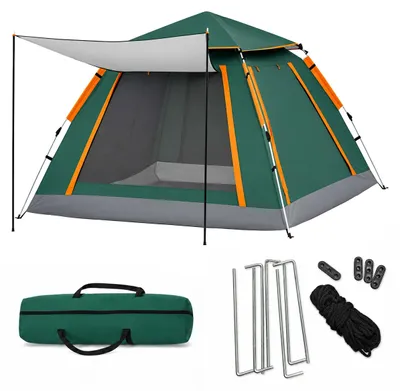 Obrázok produktu pre Relaxdays, stanov na kempovanie, pre 3-4 osoby, s predsieňou, rýchla montáž, ochrana proti UV žiazeniu, rozmery: 155x240x240 cm, automatický stan, zelený