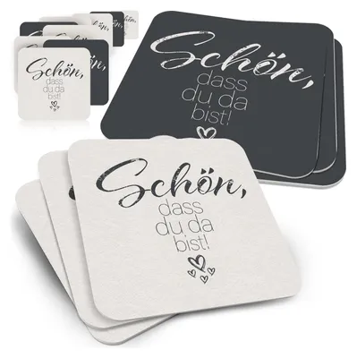 Produktbild von 50 Bierdeckel Schön, dass du da bist Herz, Hochzeit Geburtstag Grau Anthrazit