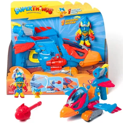 Productafbeelding van Actieset – Wild Eagle Jet vliegtuig met figuurtjes en projectiel, interactief speelgoed voor kinderen