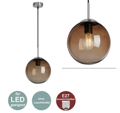 Produktbild von Pendelleuchte Briloner nickel/chocolate 120cm Hängelampe Textilkabel