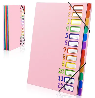 Produktbild von Fächermappe A4 mit 12 Fächern, 24 Taschen, Rosa, Wasserdicht