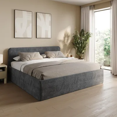 Produktbild von Home Collective Polsterbett 200x200 cm Doppelbett Bett mit verstellbarem Lattenrost & Stauraum, viele Größen verfügbar | Kordstoff Anthrazit