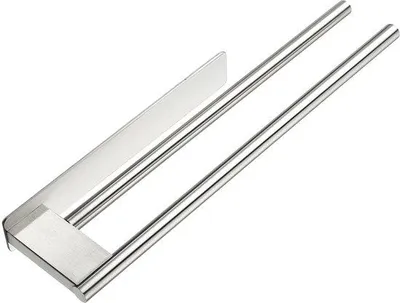 Obrázok produktu pre Uniqoos® Samolepiaci držiak na uteráky s dvojitým ramenom – 39 cm, nerezová oceľ 304 (brúsená), montáž na stenu, vhodný do kúpeľne a kuchyne, vzdialenosť od steny 2 cm, vzdialenosť medzi tyčami 3,8 cm