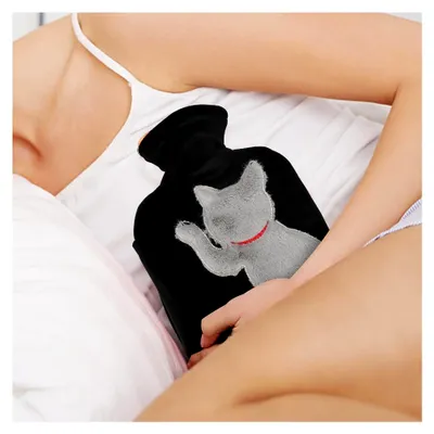 Produktbild von Katzen-Wärmflasche mit Plüschbezug, 1 L, Für Wärme- und Kältetherapie