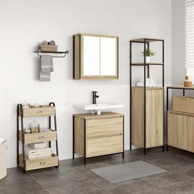 Produktbild von Möbel 2-tlg. Badmöbel-Set Sonoma-Eiche Holzwerkstoff - Badezimmer CC4898