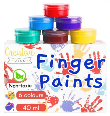 Productafbeelding van Creative Deco Vinger-verven Poster-Verf, 6x40 ml Kopjes, Intense Kleuren