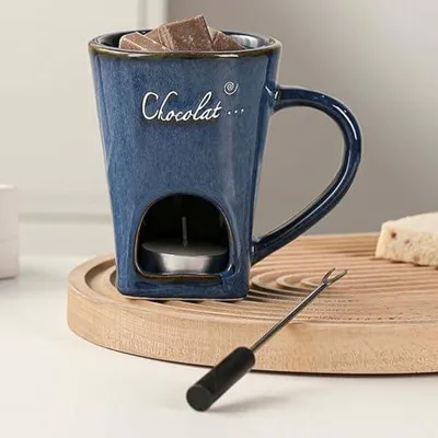 Produktbild von Tragbare Schokoladen-Fondue-Tasse mit Wärmer für Haushalt, Küche, Restaurant, Camping und Feiern