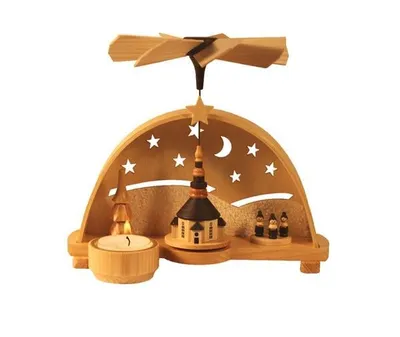 Produktbild von Schwibbogenpyramide mit der Seiffener Kirche HxBxT 18x20x14,5cm NEU