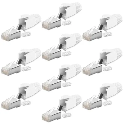 Produktbild von 10x Netzwerk Stecker CAT7 CAT6A RJ45 LAN Netzwerkstecker vergoldet Crimpstecker