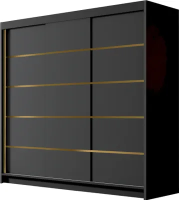Produktbild von MIRJAN24 Schiebetürenschrank Evo VII, Kleiderschrank mit Kleiderstange, mit drei Schwebetüren, Garderobe (Farbe: Schwarz)
