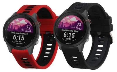 Produktbild von kwmobile 2x Uhrenarmband für Garmin Forerunner 255 / 255 Music Armband - Fitnesstracker Band Set aus TPU Silikon - Ersatzarmband Smartwatch - Schwarz