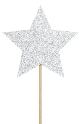 Produktbild von 6 Tortenstecker Stern Silber Glitzer 11,5 cm Kuchendeko Geburtstag -