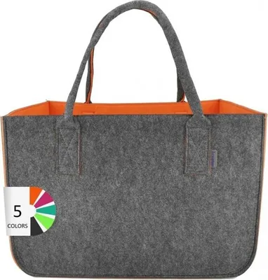 Produktbild von leviatan-poligrafia Filz Tasche, Dunkelgrau/Orange, XXL 30 Liter, zusammenklappbar, Einkaufstasche, Kaminholztasche, Kleiderkorb, Spielzeugtasche, Modell 111005, haltbar
