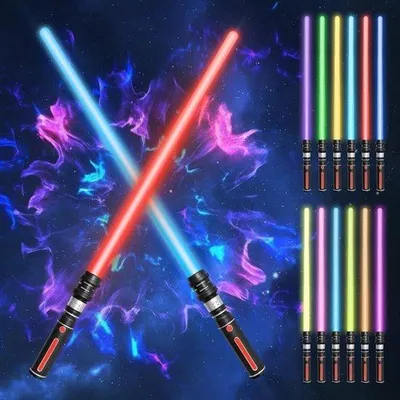 Immagine prodotto di Spade laser per bambini e adulti, 12 colori, confezione da 2, ideali per cosplay, feste e come regalo, con effetti sonori