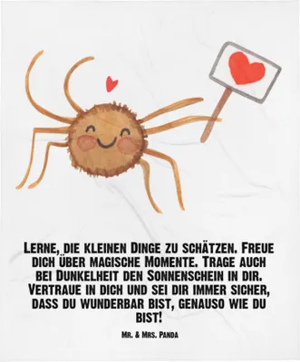 Produktbild von Mr. & Mrs. Panda Babydecke Spinne Agathe Motivation - Weiß - Geschenk, Glück, Erstlingsdecke, Fleecedecke, Dankeschön, Liebe, Kinderdecke, Vertrauen, Schlummerdecke