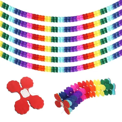 Immagine prodotto di Ghirlande di carta colorate, confezione da 6 pezzi, decorazioni per feste, tema arcobaleno, lunghezza 3 metri