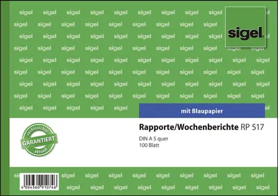 Image de SIGEL RP517 Rapports/tableaux hebdomadaires - A5 horizontal, BL, MP, 100 feuilles