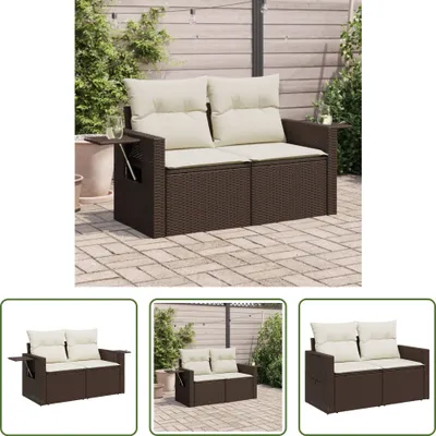 Produktbild von The Living Store Gartensofa mit Kissen 2-Sitzer Braun Poly Rattan