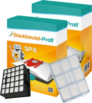 Produktbild von Staubsaugerbeutel SP6 HEPA  Filter 004 Motorschutzfilter VS08 kompatibel mit Swirl S67 Siemens GALL Typ G, Hepa VZ153HFB VZ01MSF   passend für Siemens VS06... VSZ4GP Green Power (20 Staubbeutel, 1 Hepa, 1 Motorfilter)