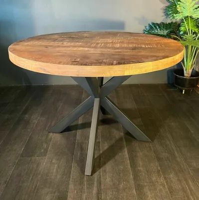 Produktbild von Esstisch Wehl Spider rund Ø 100 cm Massivholz Holztisch Tisch Esszimmertisch Mango Holz
