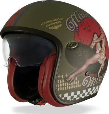 Image de Casque jet Premier Vintage Pin Up, vert, S (55/56)
