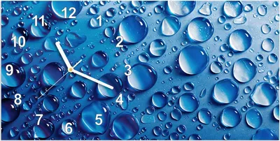 Produktbild von Wanduhr aus Glas mit Motiv Wassertropfen- 60 x 30 cm - inkl. Aufhängesystem