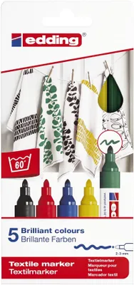 Obrázek produktu pro EDDING Textilmarker základní barvy 4500 2-3mm 5er Pack