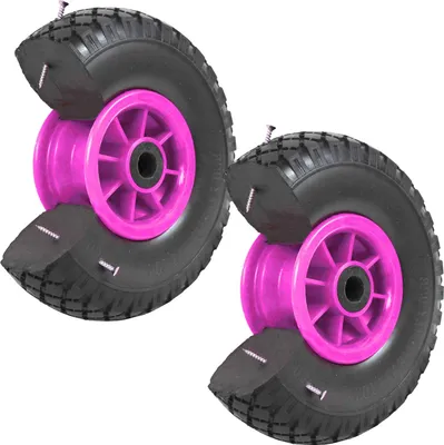 Produktbild von 2x PolyurethanRad 260x85 mm zentrierte Nabe Ø 20 mm pink Vollgummi Bollerwagen