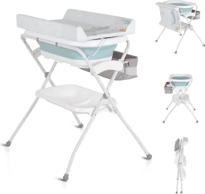 Produktbild von Cangaroo Babywanne Wickeltisch Como 2 in 1 faltbar, Wickelauflage, Zubehörfach blau