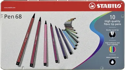Obrázek produktu pro Prémiové plstěné pero - STABILO Pen 68 - 10 kovových pouzder - s 10 různými barvami