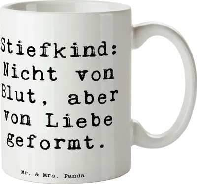 Produktbild von Mr. & Mrs. Panda Kaffeetasse Spruch Stiefkind von Liebe - Weiß - Geschenk, Patchworkfamilie, Tasse, Trinkbecher, Bindungen, Keramikbecher, Familienmitglieder, Jubiläen
