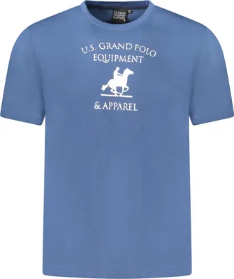 Immagine prodotto di T-shirt da uomo a maniche corte blu con scollo rotondo e design stampato