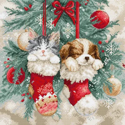 Produktbild von Letistitch Kreuzstich Stickpackung "Weihnachtsschläfchen", Zählmuster, 24x24cm